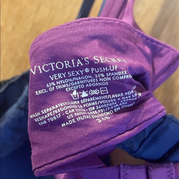 Victoria's Secret Satin and Lace Bra Set - Purple and Midnight/Navy Blue - Picture 2 of 6